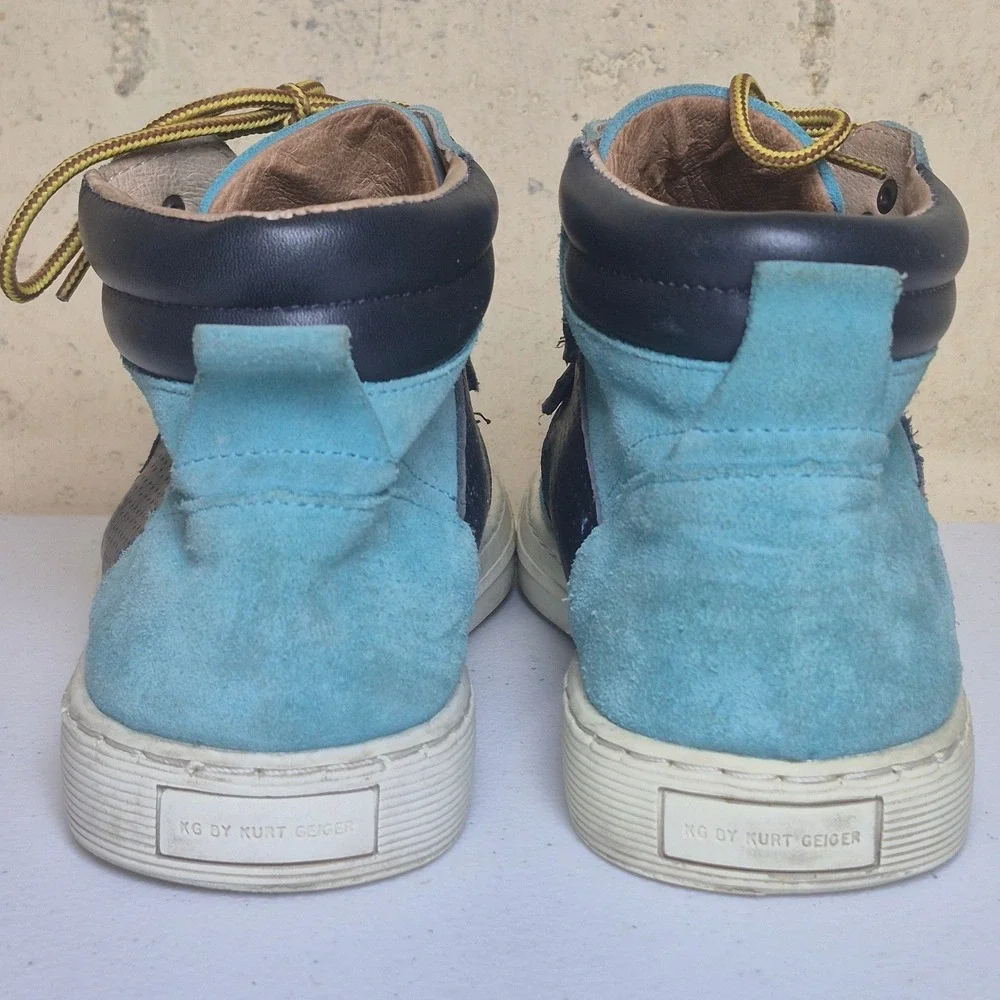 KG Kurt Geiger High Top Sneakers Mens 43 (US 10.5) Blue Suede Leather